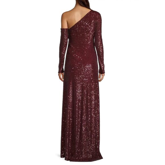 NWT Donna Karan NY Social Occasion Asymmetric Sequined Gown in Scarlet Size 2 - Picture 4 of 13